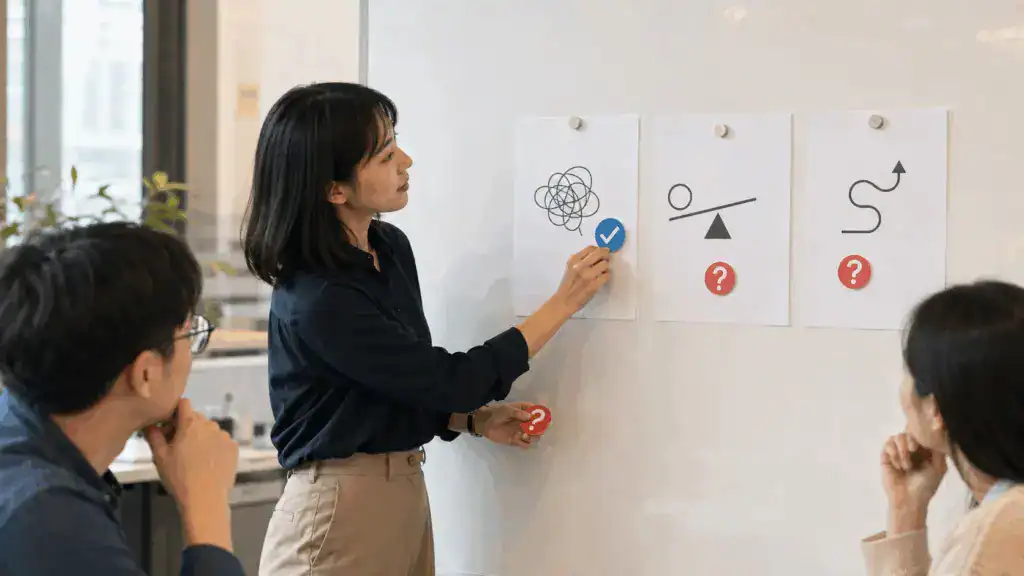 傳統 SEO 搜尋結果與 AI 搜尋答案介面的對比示意圖